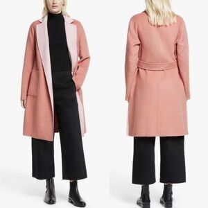 Ralph Lauren Pink Reversible Wool-blend Belted Wrap Coat
